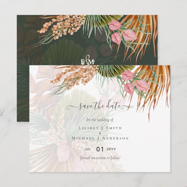 Carte Postale Pampas Tropical Grass Terracotta Mariage (Devant / Derrière)