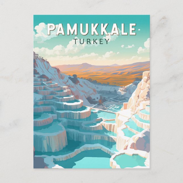 Carte Postale Pamukkale Turquie Voyage Art Rétro (Devant)