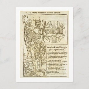 Carte Postale Pan, le dieu universel, et les éléments qu'il répr