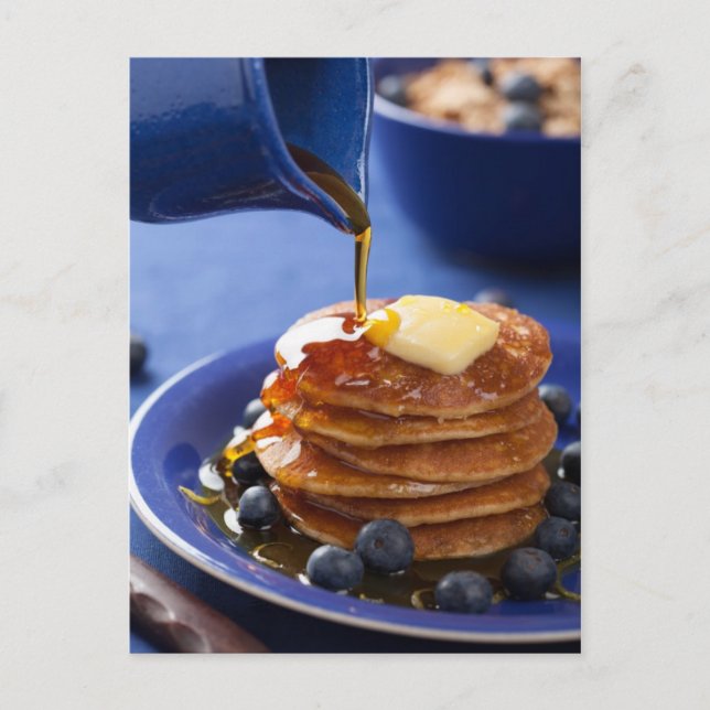 Carte Postale Pancakes au sirop et aux bleuets (Devant)