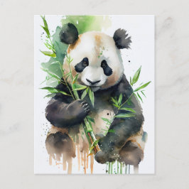 Carte Postale Panda à fourrure noire et blanche.