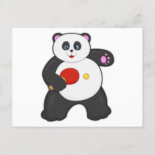 Carte Postale Panda au ping-pong avec raquette de ping-pong