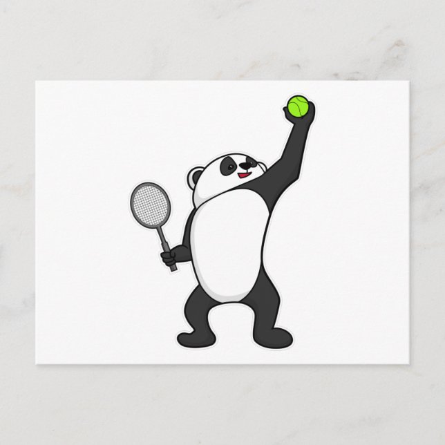 Carte Postale Panda au tennis avec une raquette de tennis (Devant)