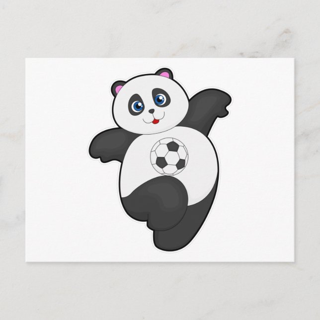 Carte Postale Panda aux sports de football (Devant)