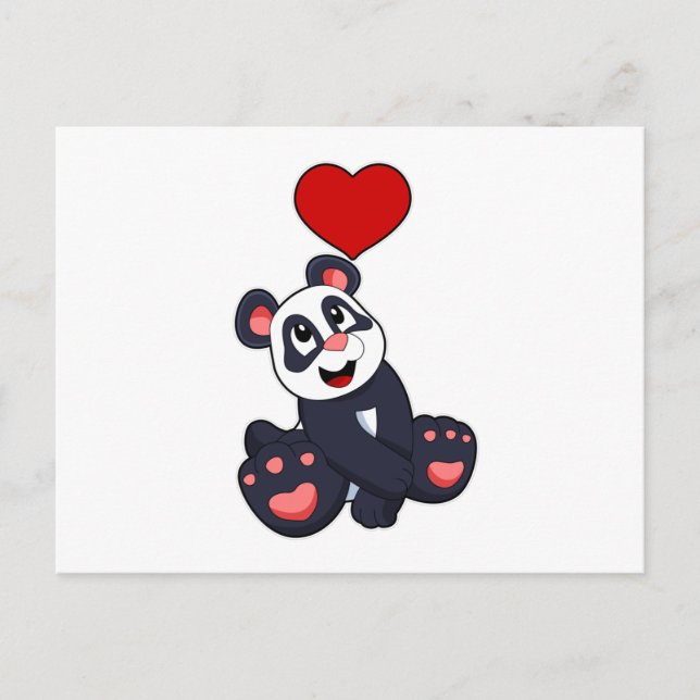 Carte Postale Panda avec Cœur (Devant)