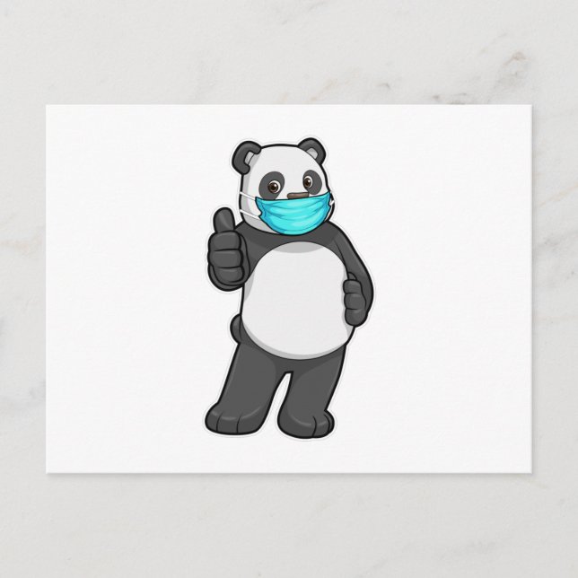 Carte Postale Panda avec masque facial (Devant)