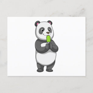 Carte Postale Panda avec Popsicle