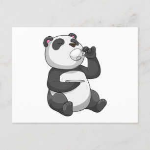 Carte Postale Panda avec Tasse à Thé