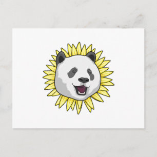 Carte Postale Panda avec tournesol
