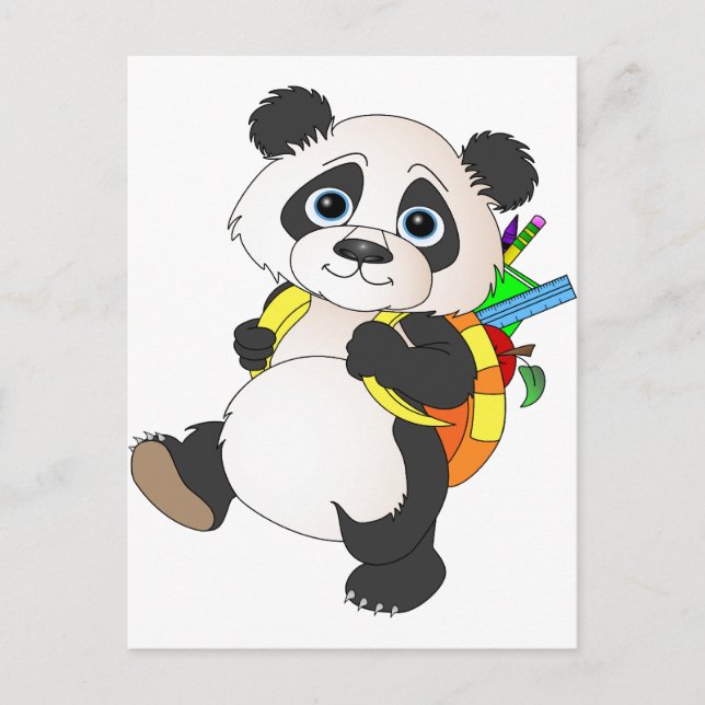 Carte Postale Panda Bear avec sac à dos (Devant)