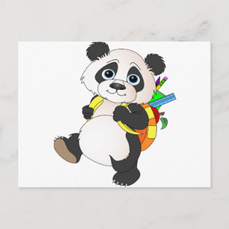 Carte Postale Panda Bear avec sac à dos