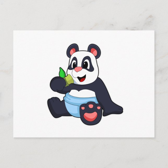 Carte Postale Panda bébé avec bambou (Devant)