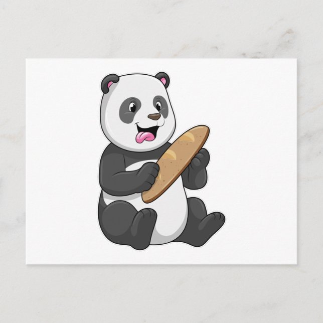 Carte Postale Panda comme boulanger avec pain (Devant)