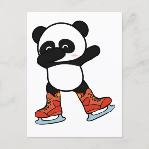 Carte Postale Panda Cool en Dabbing sur des Patins à Glace