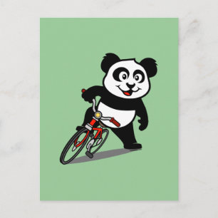 Carte Postale Panda cyclable mignonne