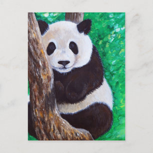 Carte Postale Panda dans une peinture d'arbre