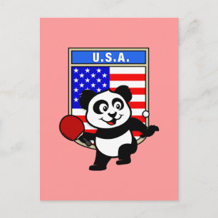 Carte Postale Panda de tennis de table USA