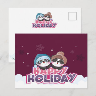 Carte Postale Panda de vacances joyeuses