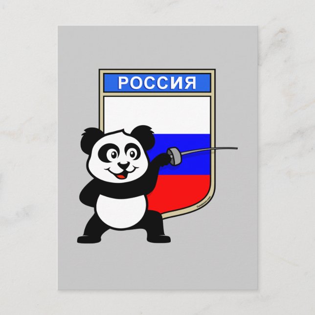 Carte Postale Panda d'escrime en Russie (Devant)