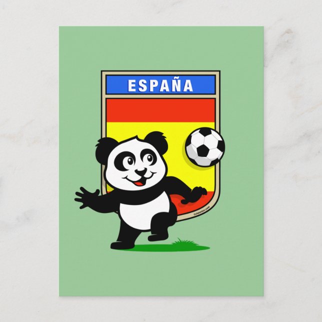 Carte Postale Panda du football de l'Espagne (Devant)
