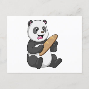 Carte Postale Panda en boulanger avec du pain