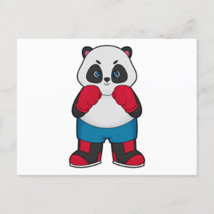 Carte Postale Panda en boxeur avec des gants de boxe