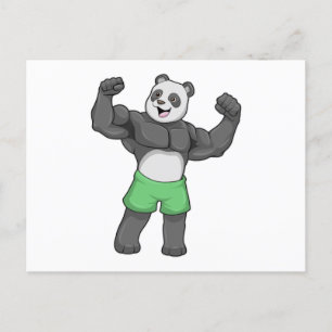 Carte Postale Panda en culturiste au culturisme