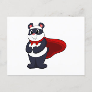 Carte Postale Panda en héros avec masque et cape
