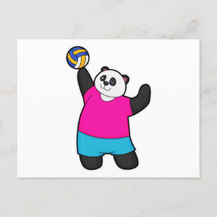 Carte Postale Panda en joueur de volley-ball avec ballon de voll