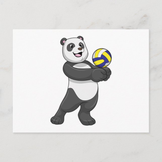 Carte Postale Panda en joueur de volley-ball avec ballon de voll (Devant)