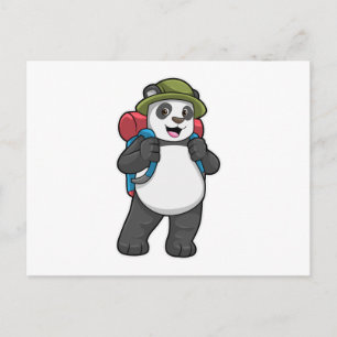 Carte Postale Panda en randonneur avec sac à dos