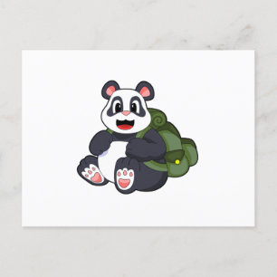 Carte Postale Panda en randonneur avec sac à dos