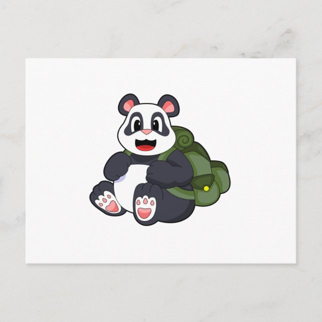 Carte Postale Panda en randonneur avec sac à dos (Devant)