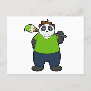 Carte Postale Panda en tant que peintre avec pinceau