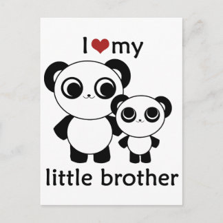 Carte Postale Panda - J'aime mon petit frère