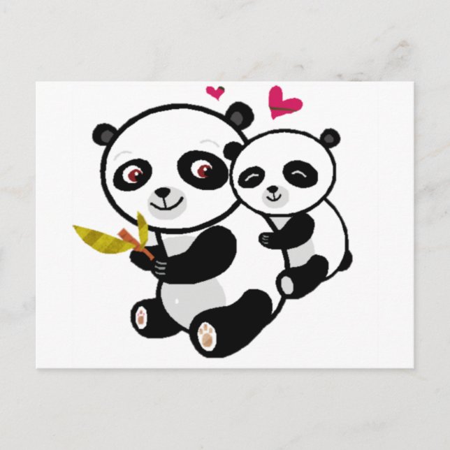 Carte Postale Panda Love <3 (Devant)