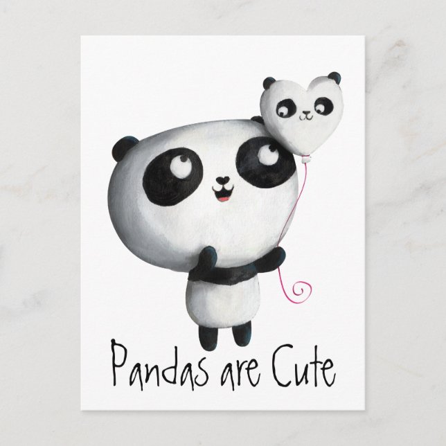 Carte Postale Panda mignonne avec ballon (Devant)