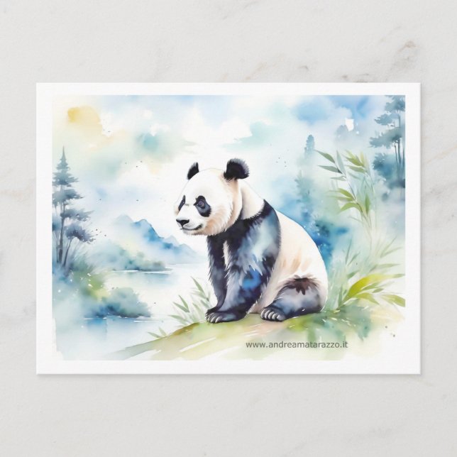 Carte Postale Panda porte bonne chance (Devant)