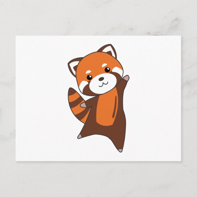 Carte Postale Panda Rouge Cute Animaux Pour Enfants Kawaii (Devant)