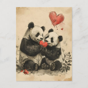 Carte Postale Panda Valentine