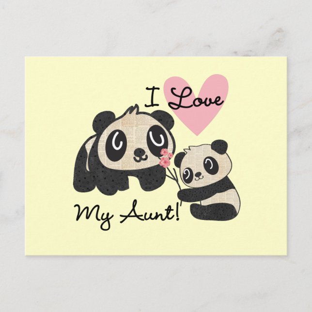 Carte Postale Pandas I Love My Tante (Devant)