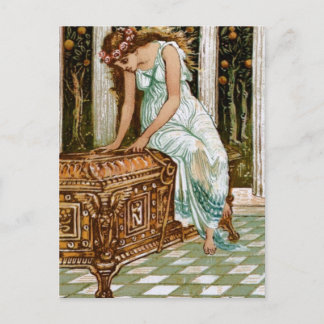 Carte Postale Pandora désire ouvrir la boîte
