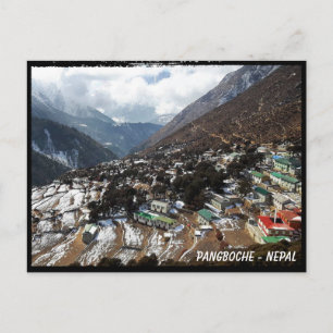 Carte Postale Pangboche, vues du sentier de l'Everest, Himalaya 