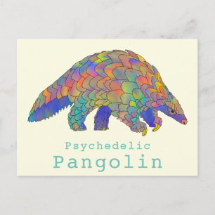 Carte Postale Pangoline psychédélique Espèces en voie de dispari