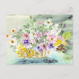 Carte postale Panier à fleurs
