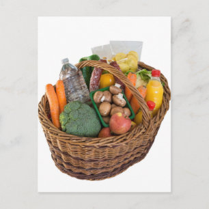 Carte Postale Panier avec aliments fruits et légumes