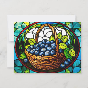 Carte Postale Panier Blueberry en verre tendu