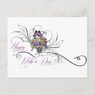 Carte Postale Panier de fleurs pour la fête des Mères