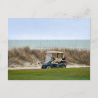 Panier de golf au dix-huitième trou, île de Kiawah
