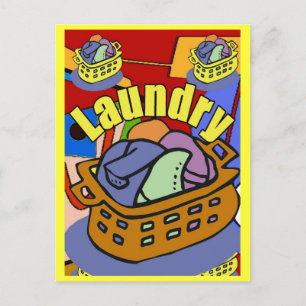 Carte Postale Panier de la salle de blanchisserie